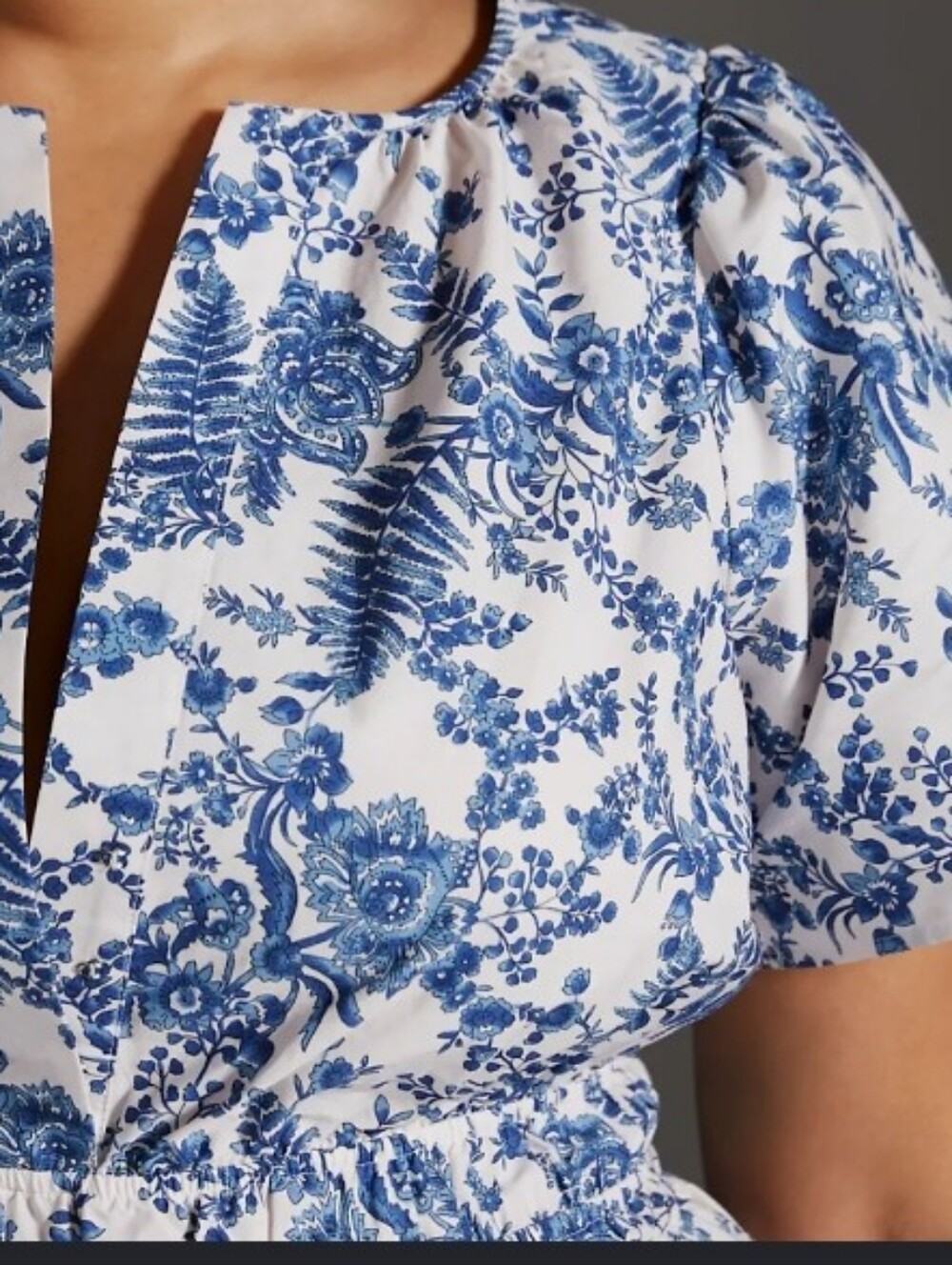 Maeve By Anthropologie 1X Somerset Maxi Dress Blue Print 100% Cotton - Picture 9 of 16